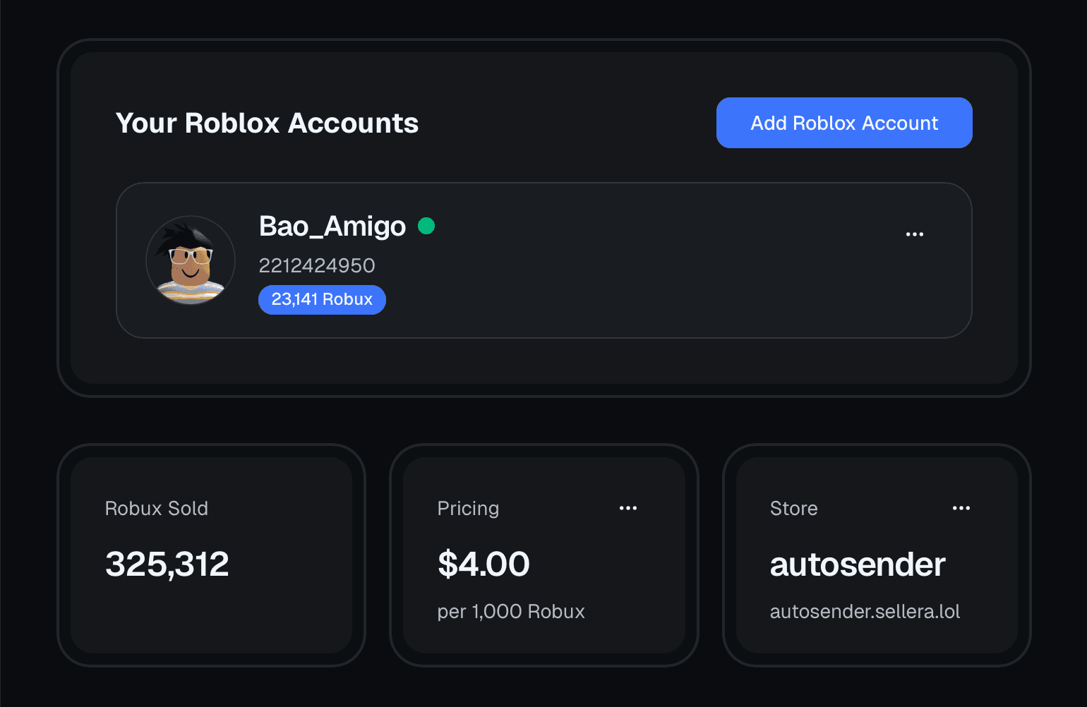 Seller dashboard screenshot